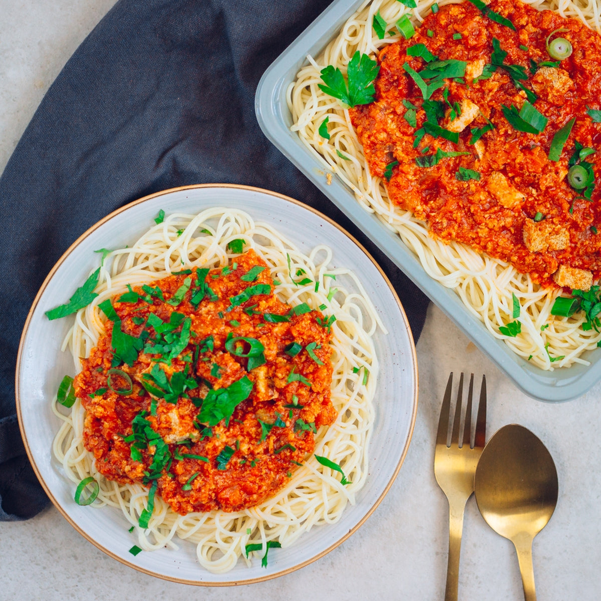 Spaghetti et bolognaise de tofu