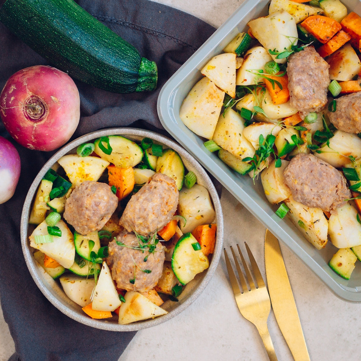 Boulettes de poulet carottes et navet