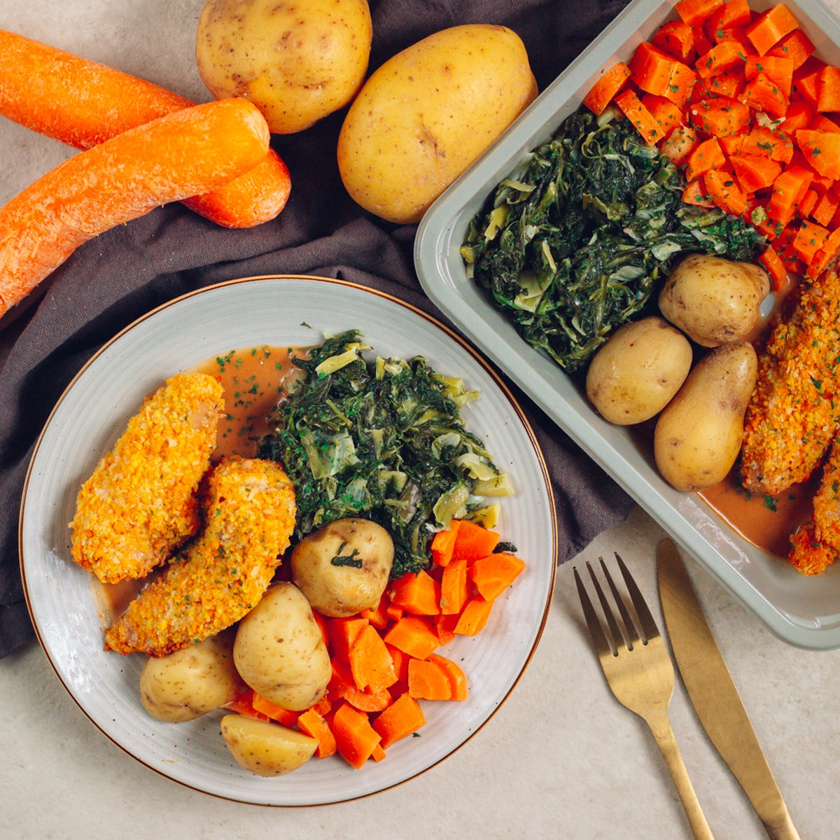 Aiguillette panée, sauce cacahuète, grenaille