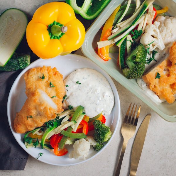 Fish and chips tartare d’herbes et légumes