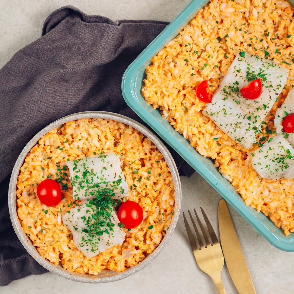 Risotto aux tomates cerises, parmesan et  colin