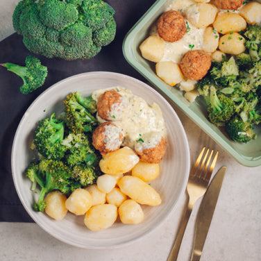 boulette de boeuf béarnaise, pomme de terre et brocolis