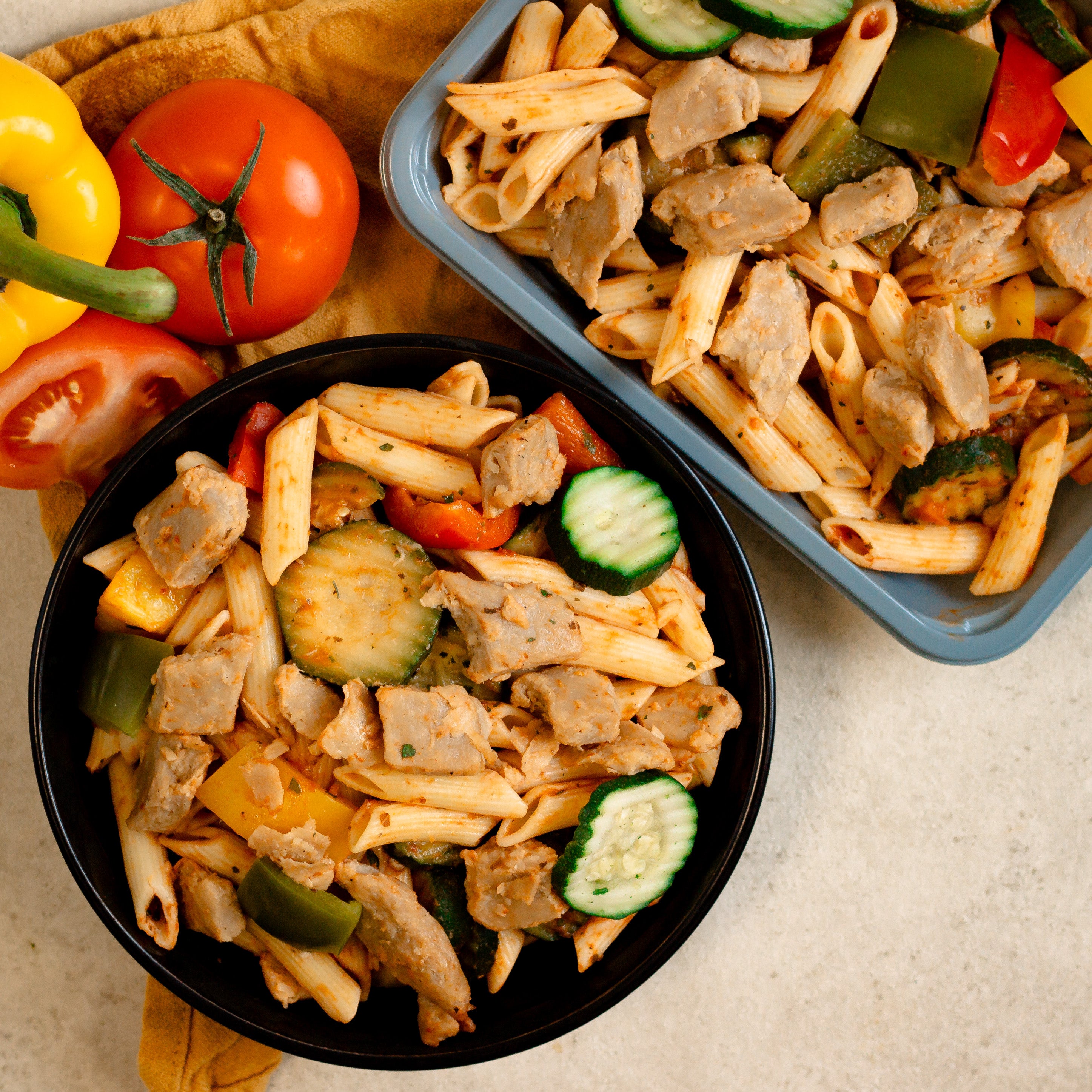 Salade de pâtes et lanières vegan