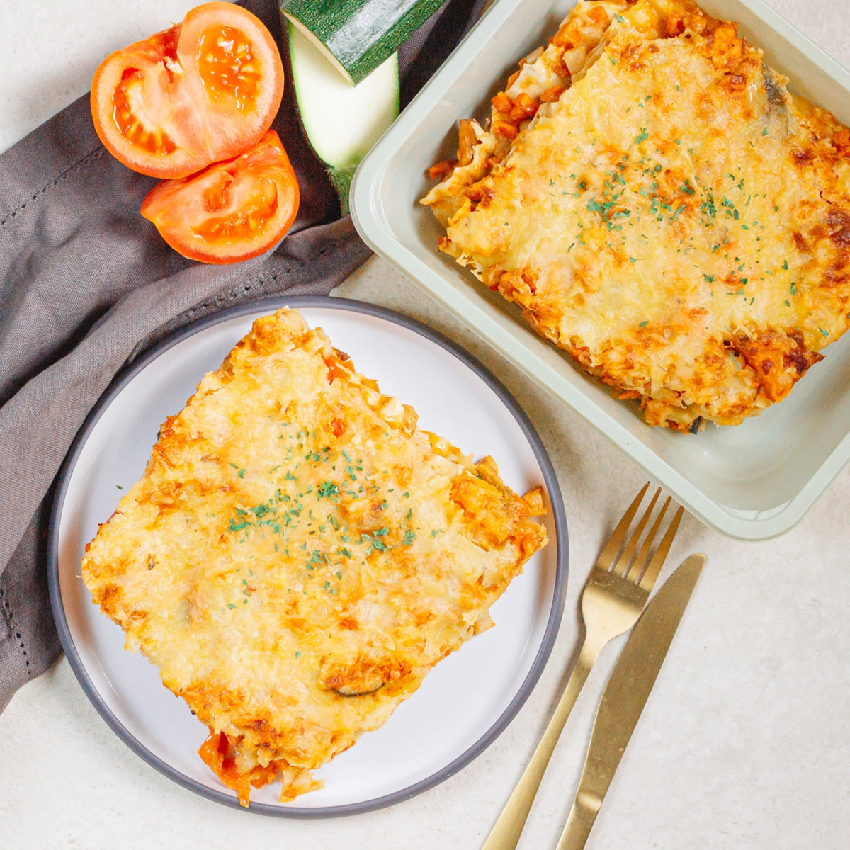 Lasagne à la crème de courgette et haché végétarien