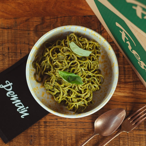 Spaghetti pesto vert de basilic