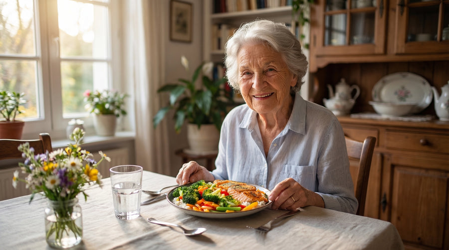Parent senior à table