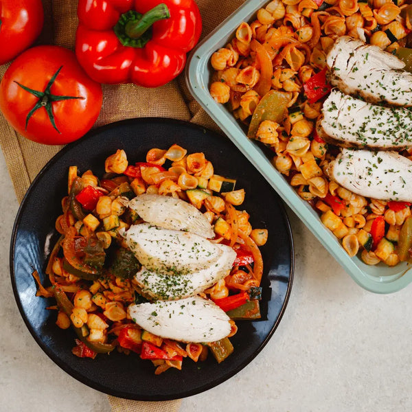 Orechiette complète au poulet  légumes et sauce tomate