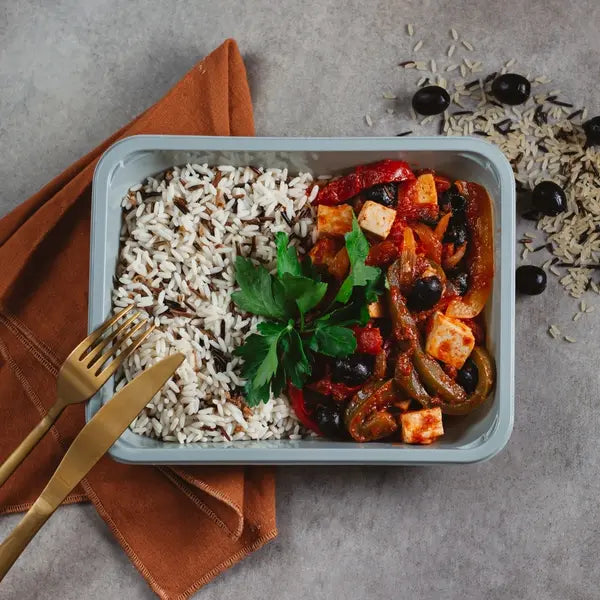 Tofu basquaise, riz tricolore