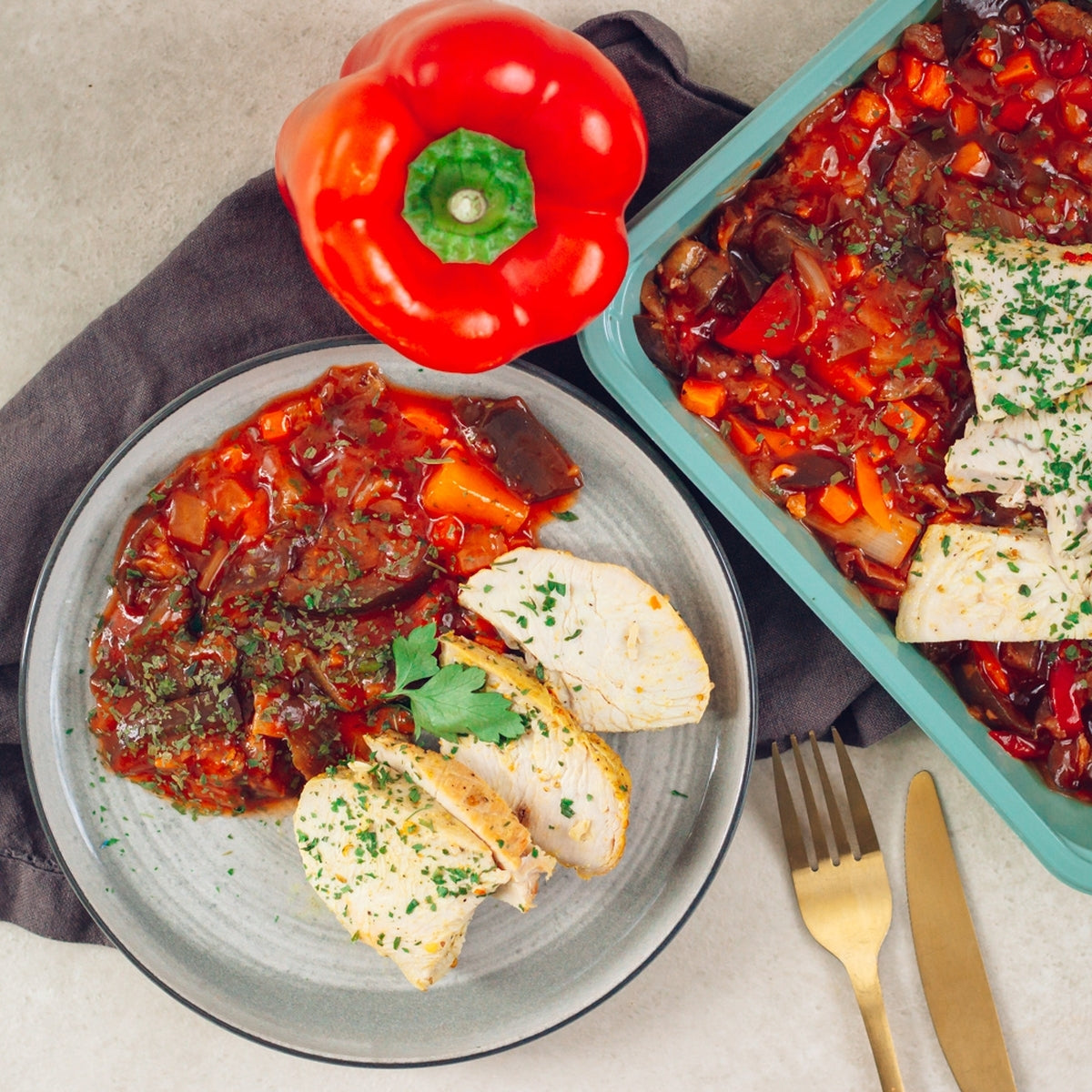 Poulet grillé et ratatouille