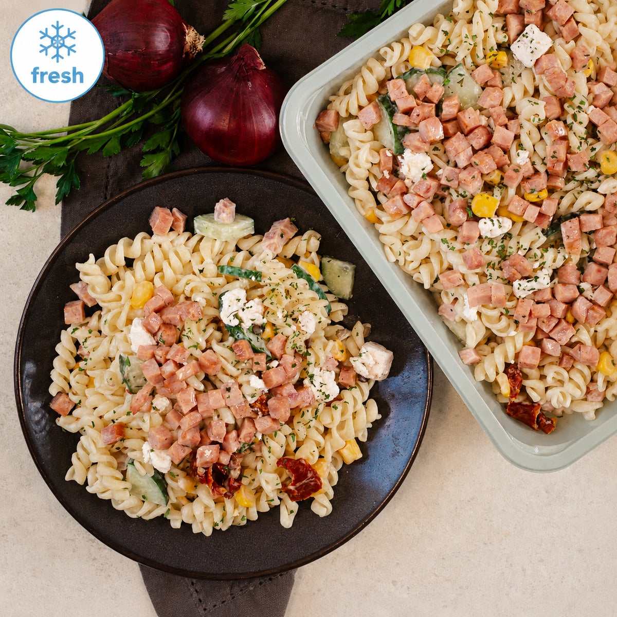 Salade de pâtes aux dés de jambon