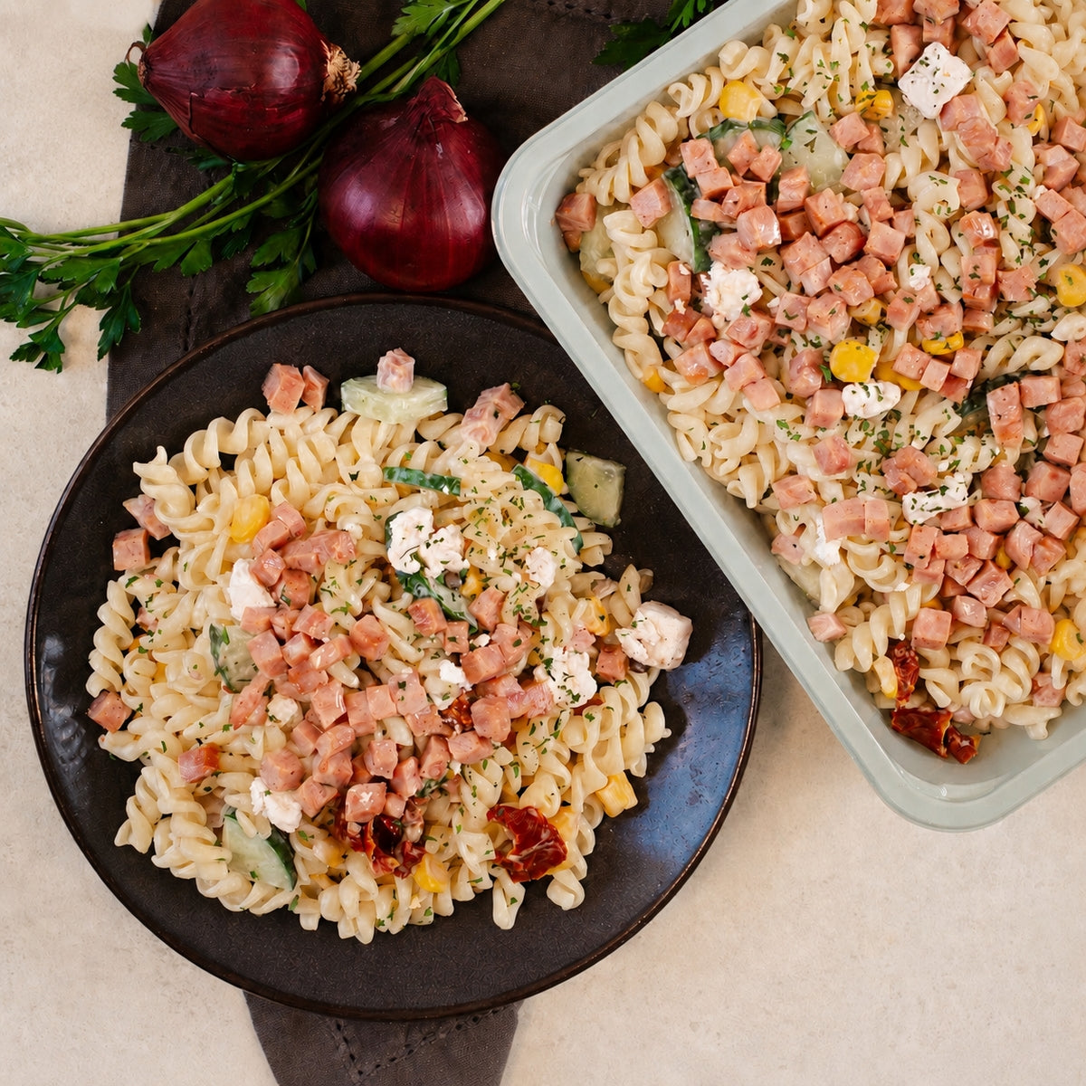 Salade de pâtes aux dés de jambon
