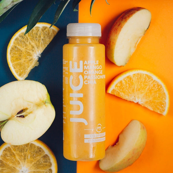 Le Marine | Jus frais de pomme, mangue, orange, fruit de la passion et chia