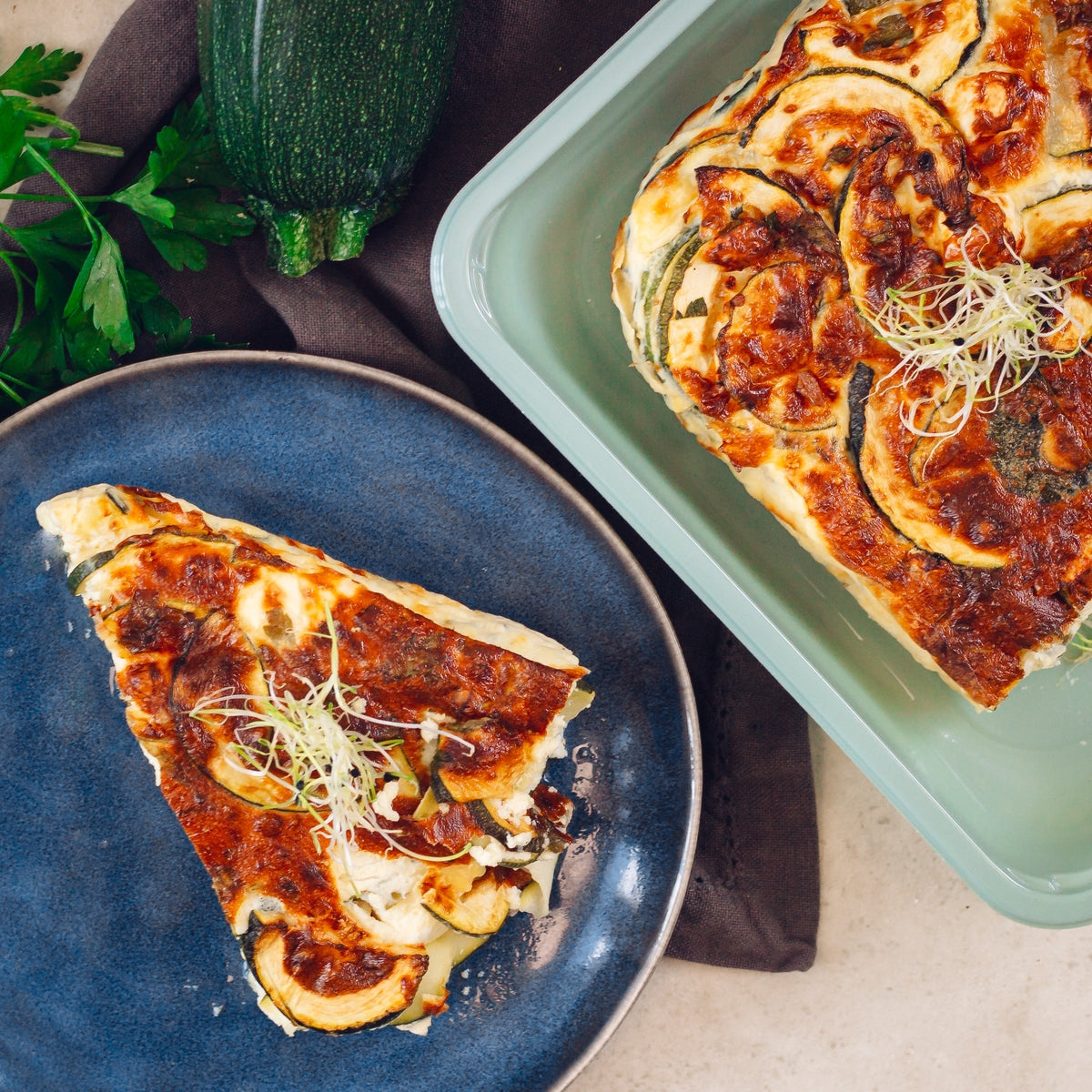 Gratin de courgette au chèvre et aux œufs