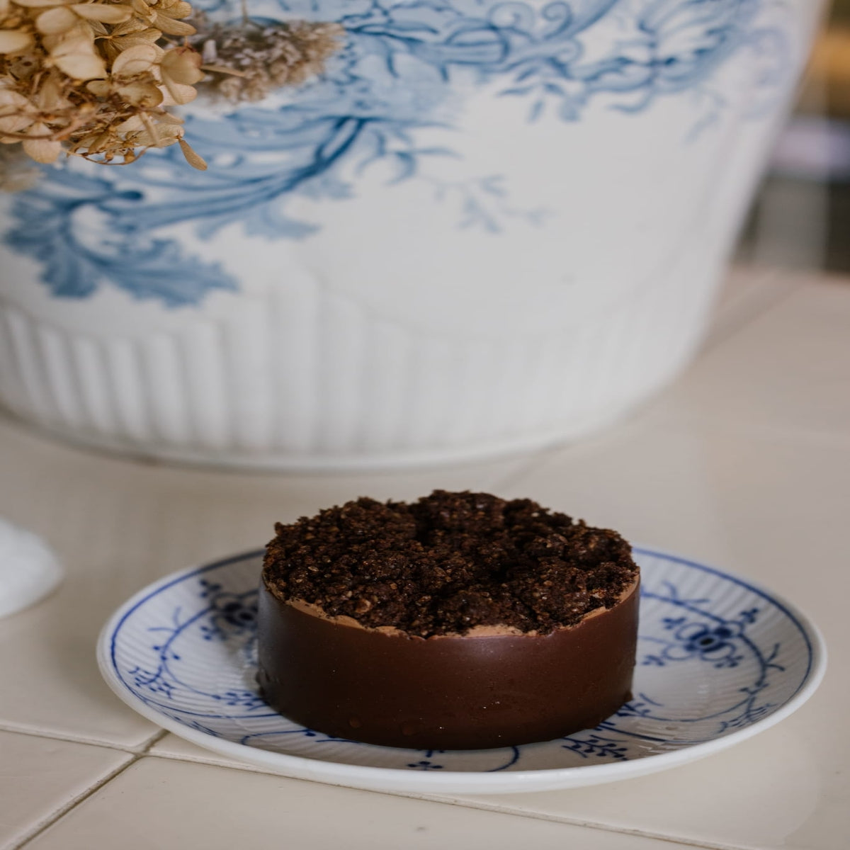 Mousse chocolat crumble cacao fleur de sel