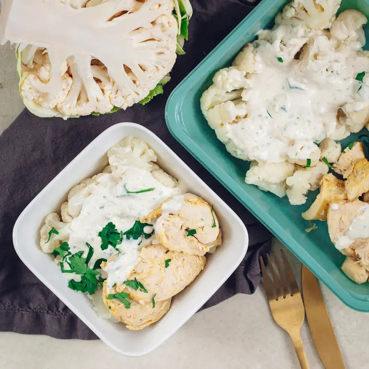 Gratin de chou fleur, pommes de terre et poulet
